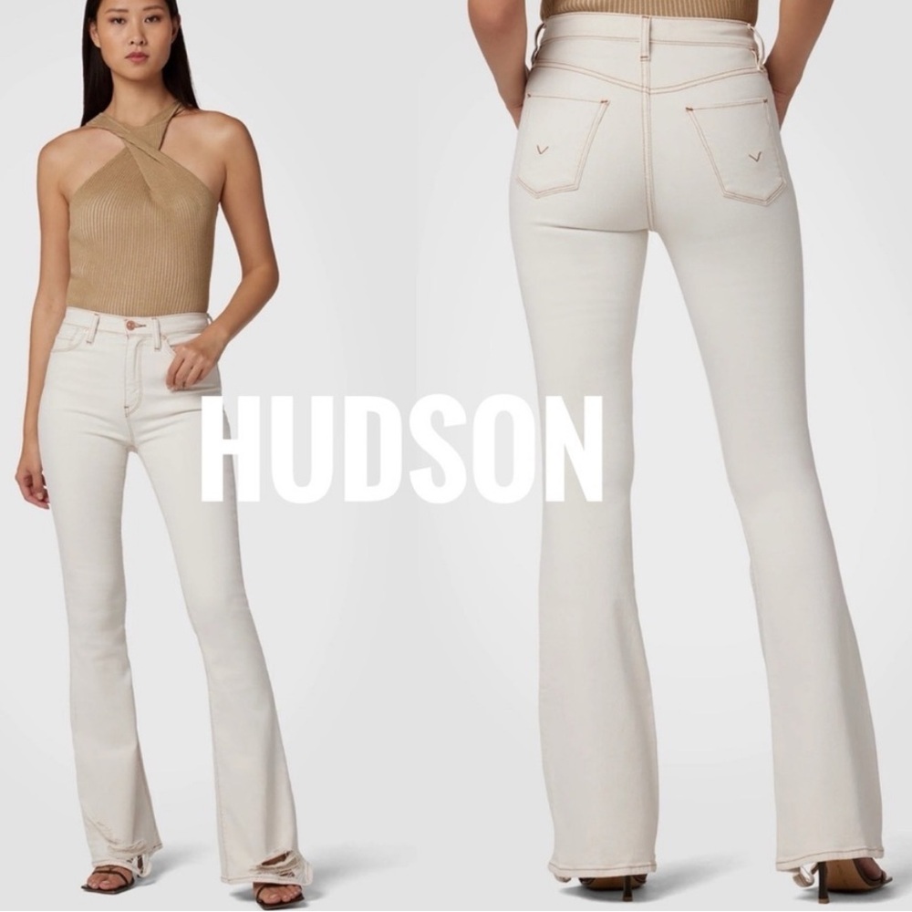 Revolve Hudson denim NWT Women's Flare Cream jeans Pants 25 / XS